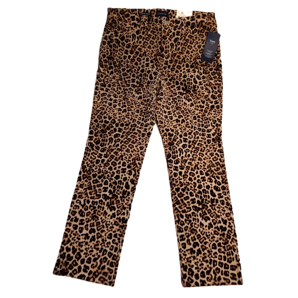 NWT Lexington Velvet Leopard Print Tummy, Hips, Thighs Slimming Pants Size 14P